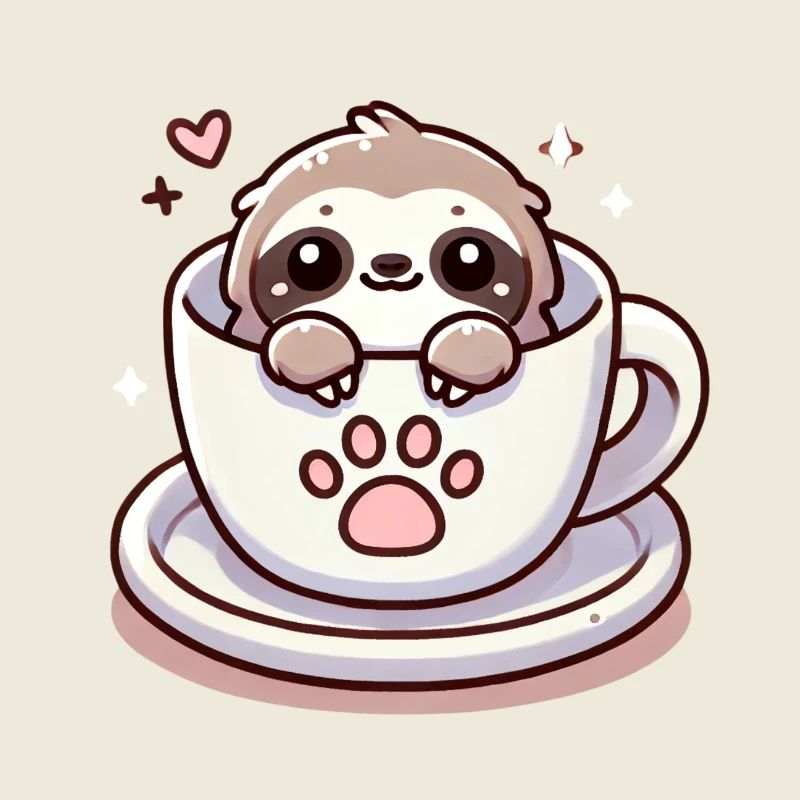 Tired sloth with coffee
