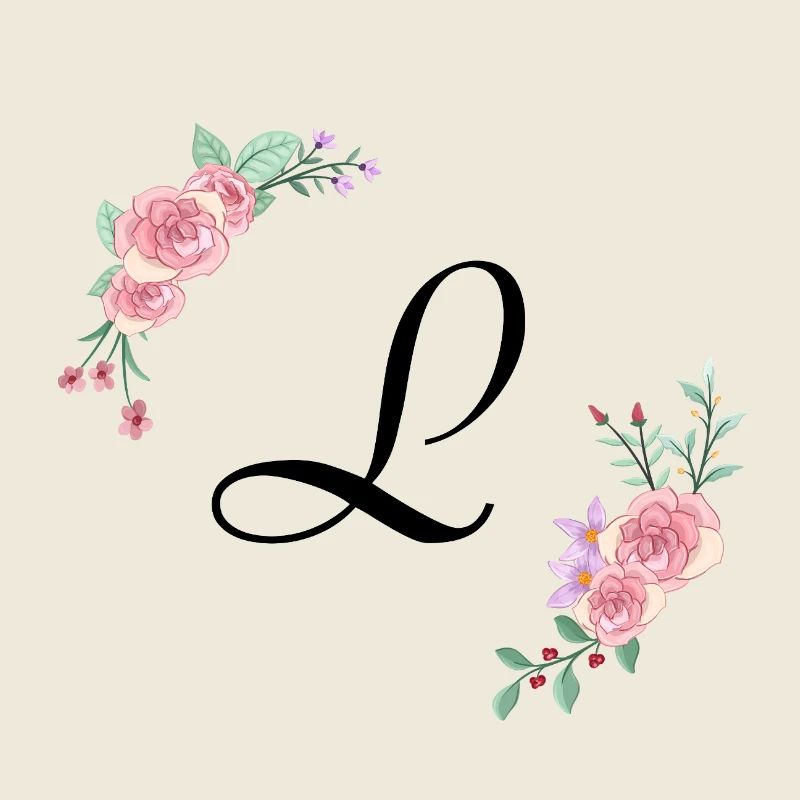 Lettre l florale rose