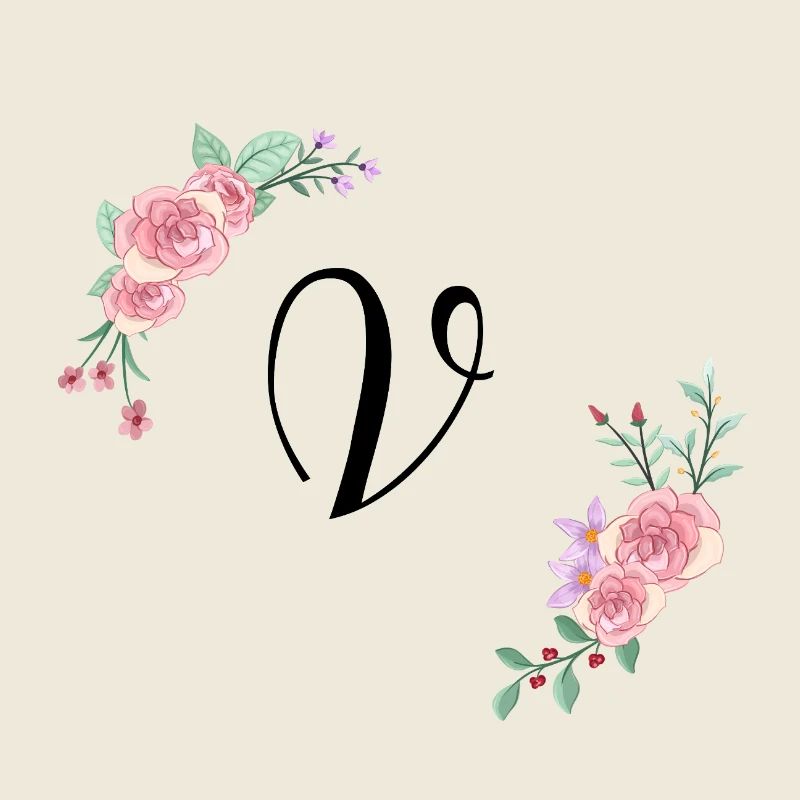 Rosa geblümter Buchstabe v