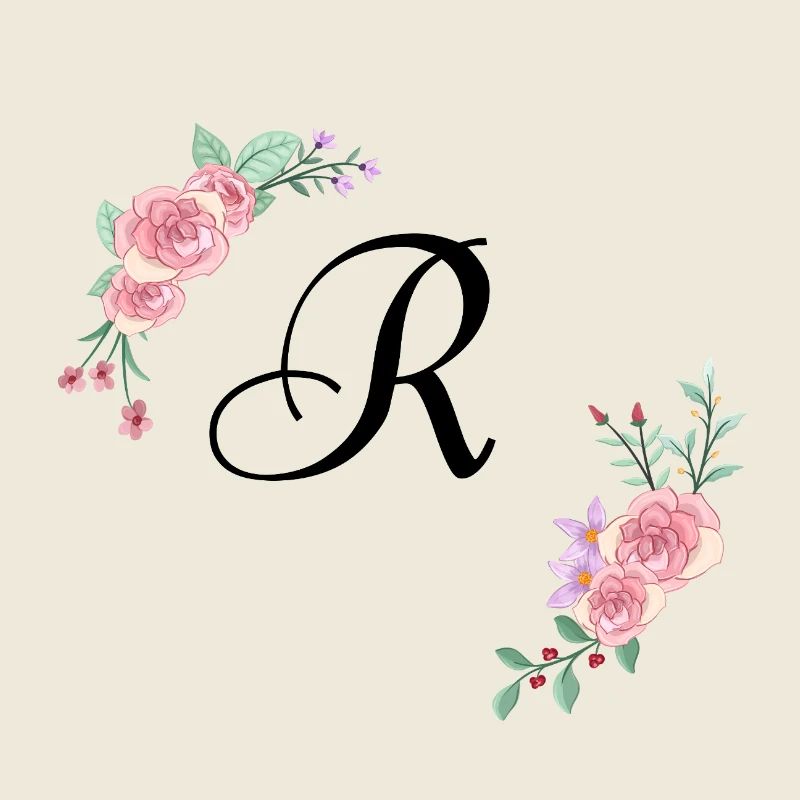 Pink floral letter r