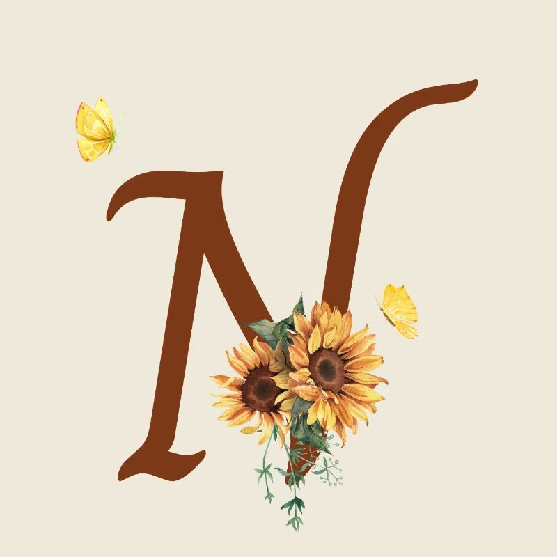 Buchstabe n Sonnenblume Schmetterling