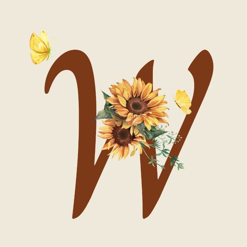 Lettre w tournesol papillon