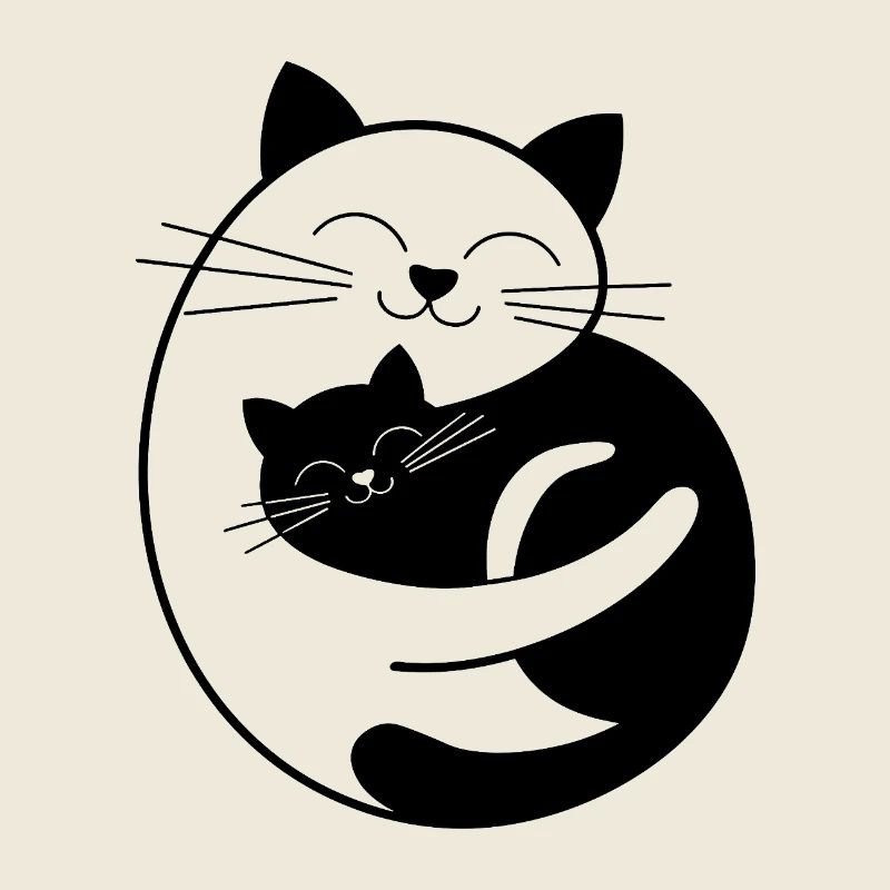 Weiße Katze & Schwarze Katze