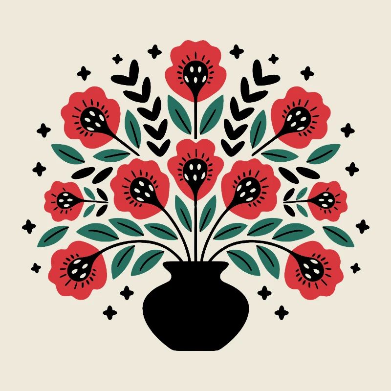 Bouquet de fleurs en style graphique