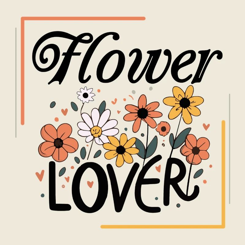 Flower Lover Colorful Floral Design text Art
