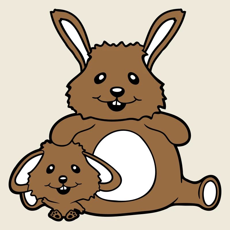 2 Hasen Kind Papa Mama Süß Zwei groß klein dick