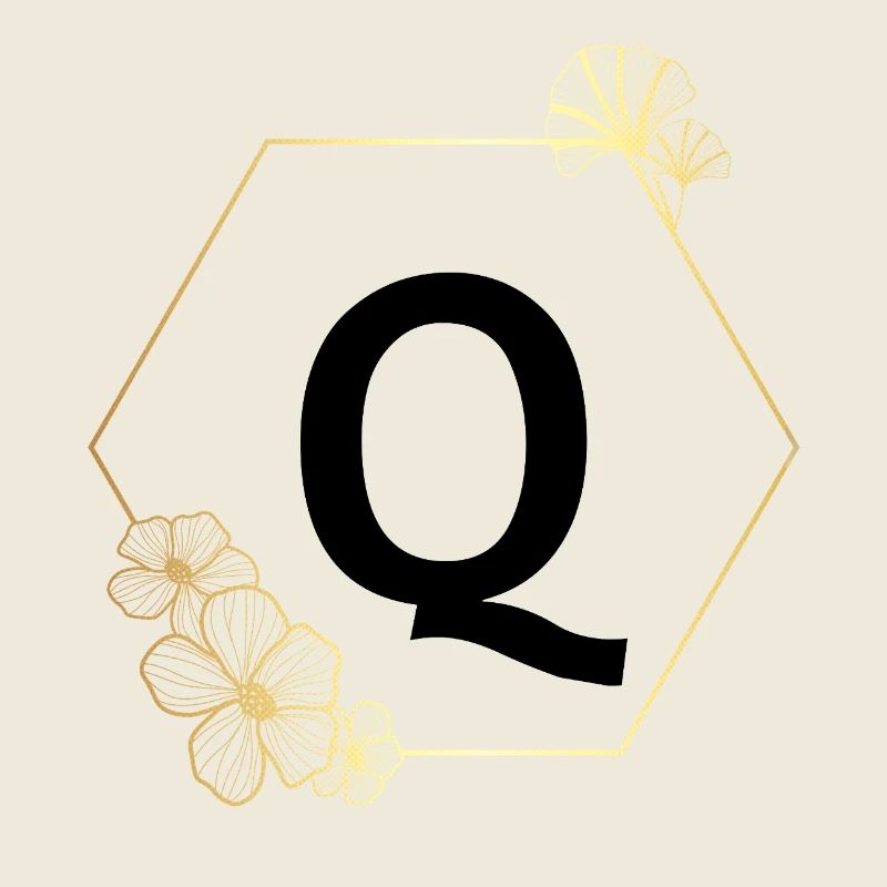 Lettre q cadre Floral doré