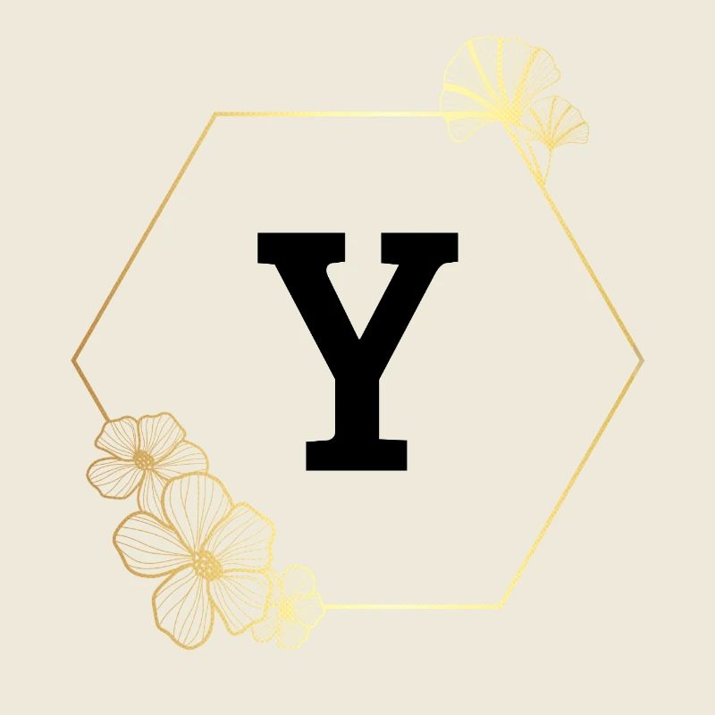 Lettre y cadre Floral doré
