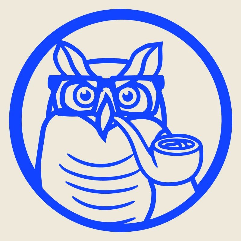 Owl Pipe Smoking Old Grandpa Eagle Owl Branch Tree Forest