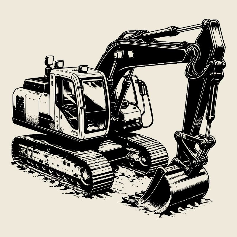 Technik trifft auf Kraft Muskelprotz Bagger