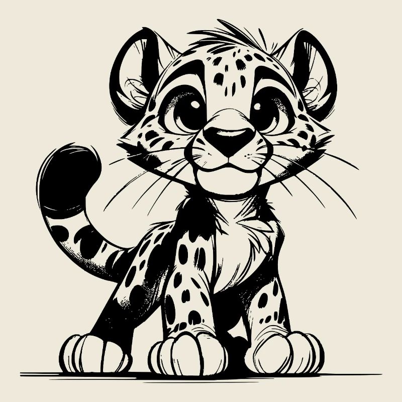 Dessin pour enfants léopard avec regard câlin