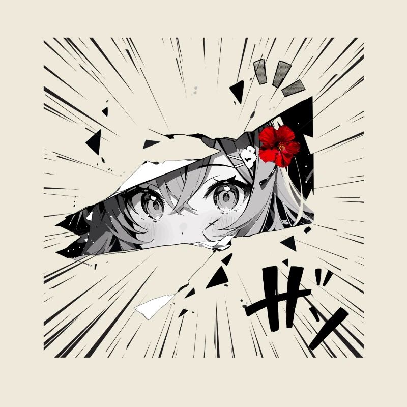 Fille d’anime avec fleur rouge