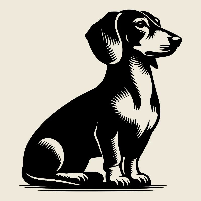 Dessin de teckel vintage de chien de chasse classique