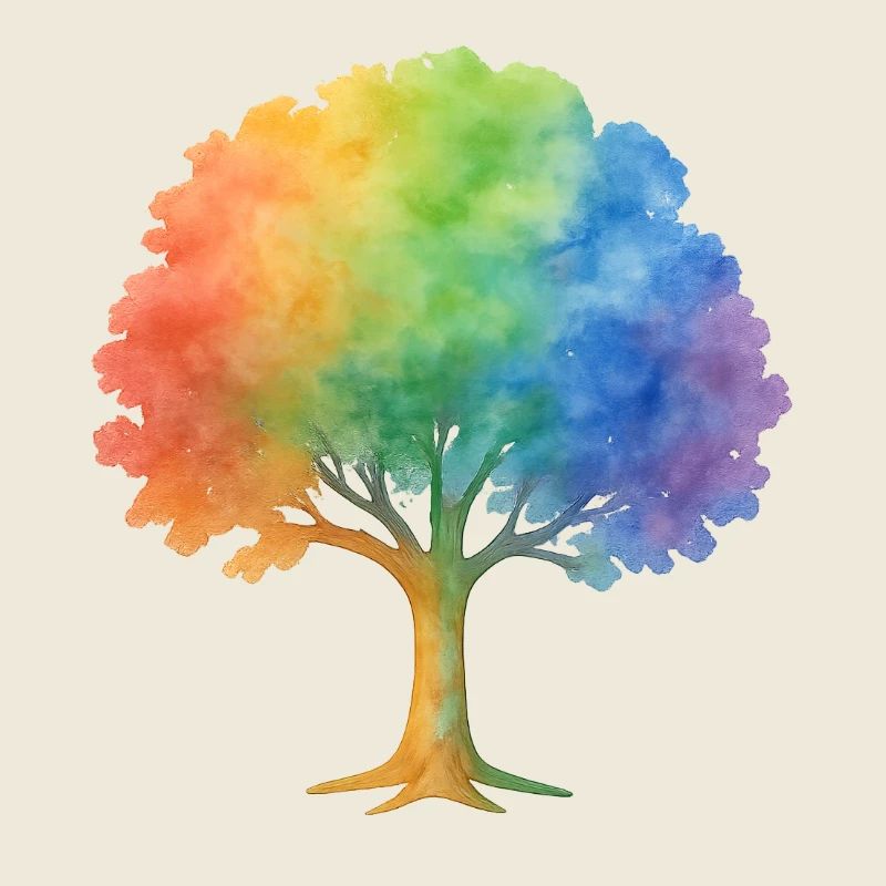 Rainbow Tree – Bunter Aquarell-Baum voller Leben u