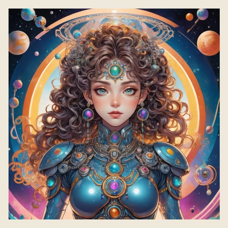 Princesse avec un halo dans l’espace