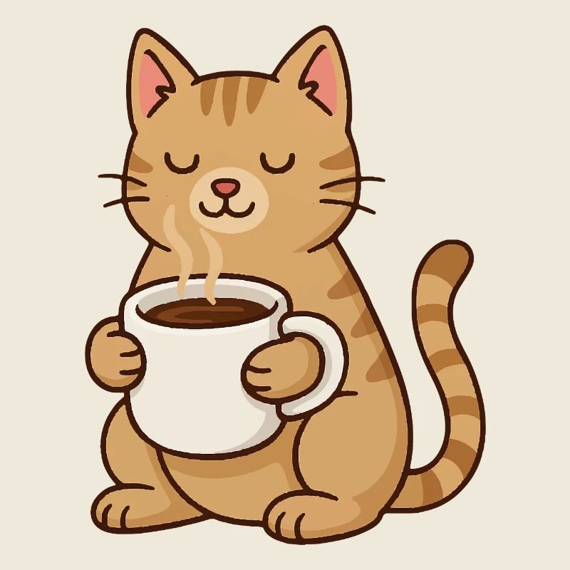 Coffee Cat – Chat mignon avec une tasse à café pour demain