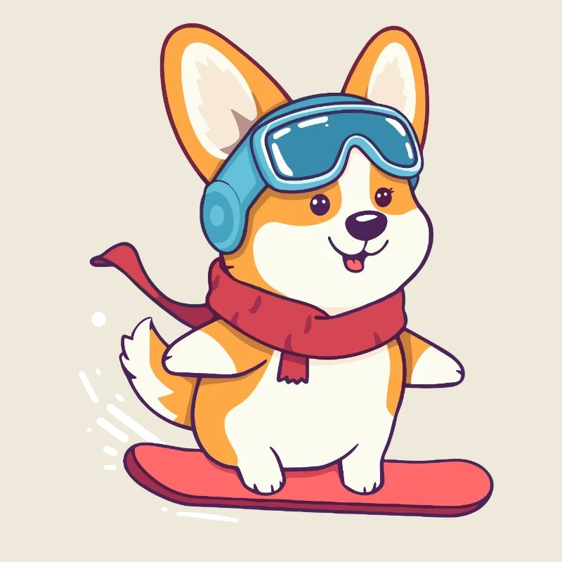 Snowboard Corgi parfait pour les fans de chiens