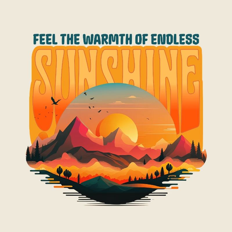 Endless Sunshine Retro Mountains Sunset