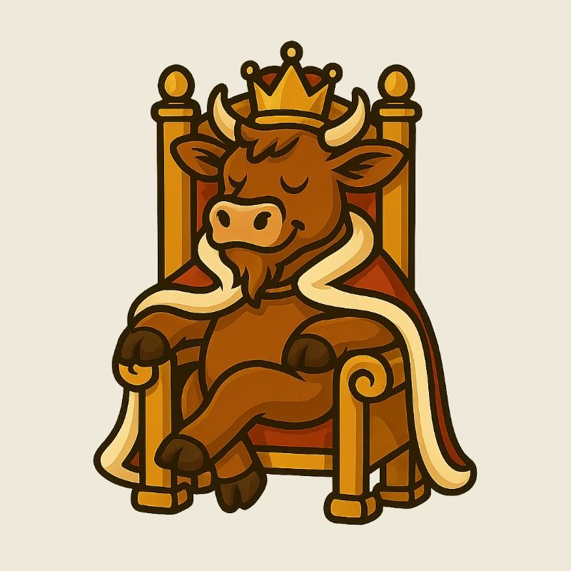 Cow with crown on throne