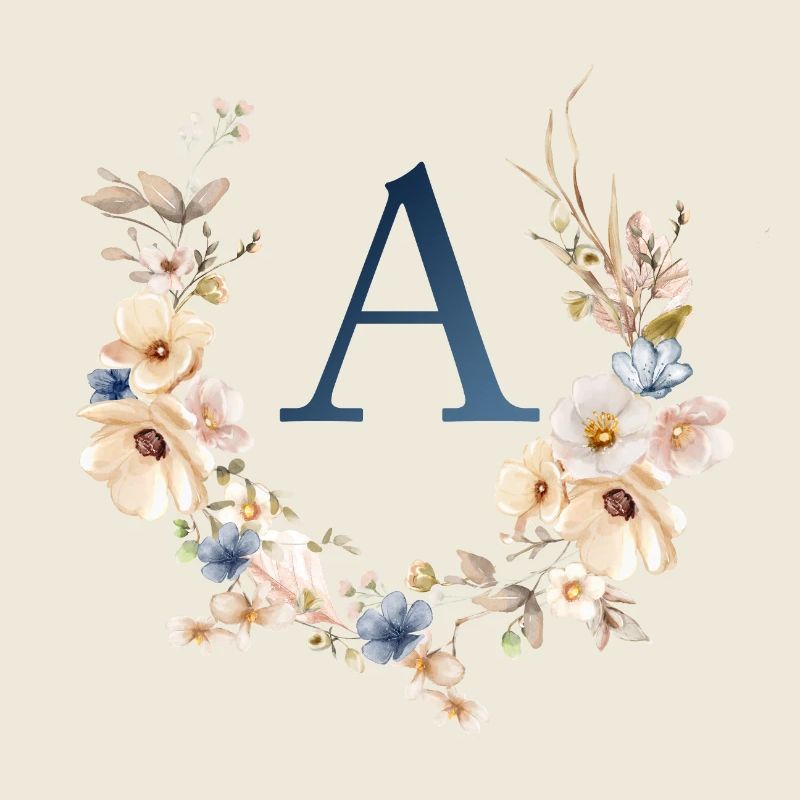 A Monogramm , Floral, Boho