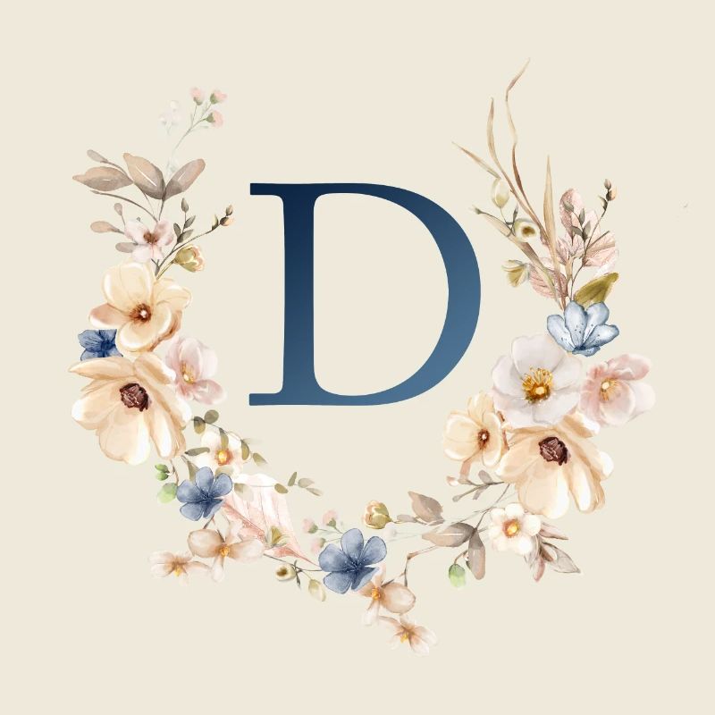 D Monogramm , Floral, Boho