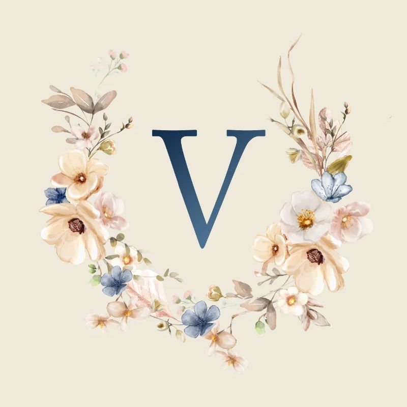 V Monogramm , Floral, Boho