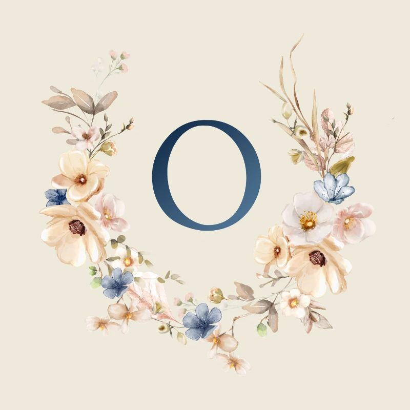 V Monogram, Floral, Boho