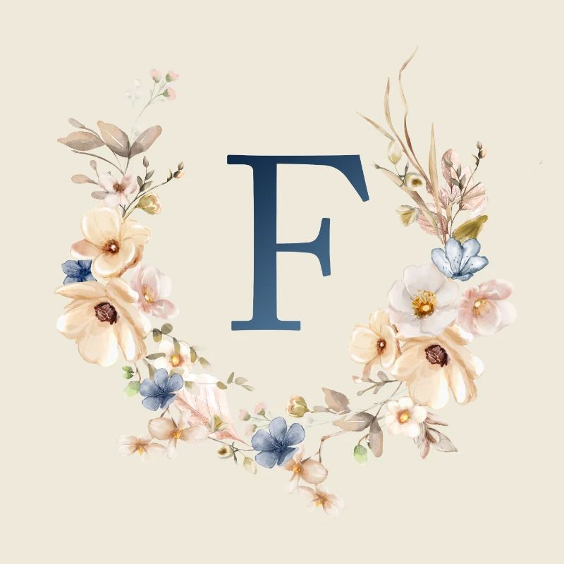 F Monogramm , Floral, Boho