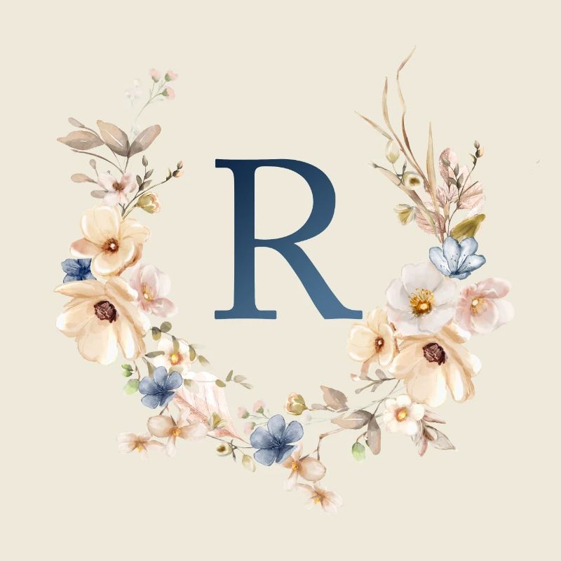 R Monogramm , Floral, Boho