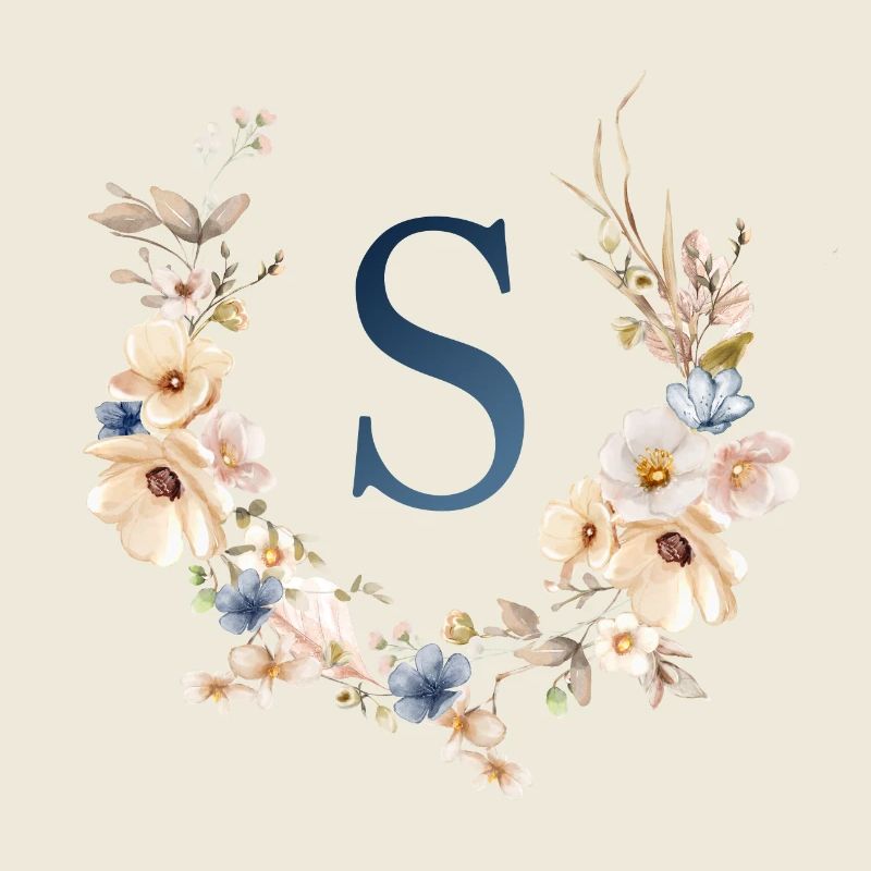 S monogramme, Floral, Boho