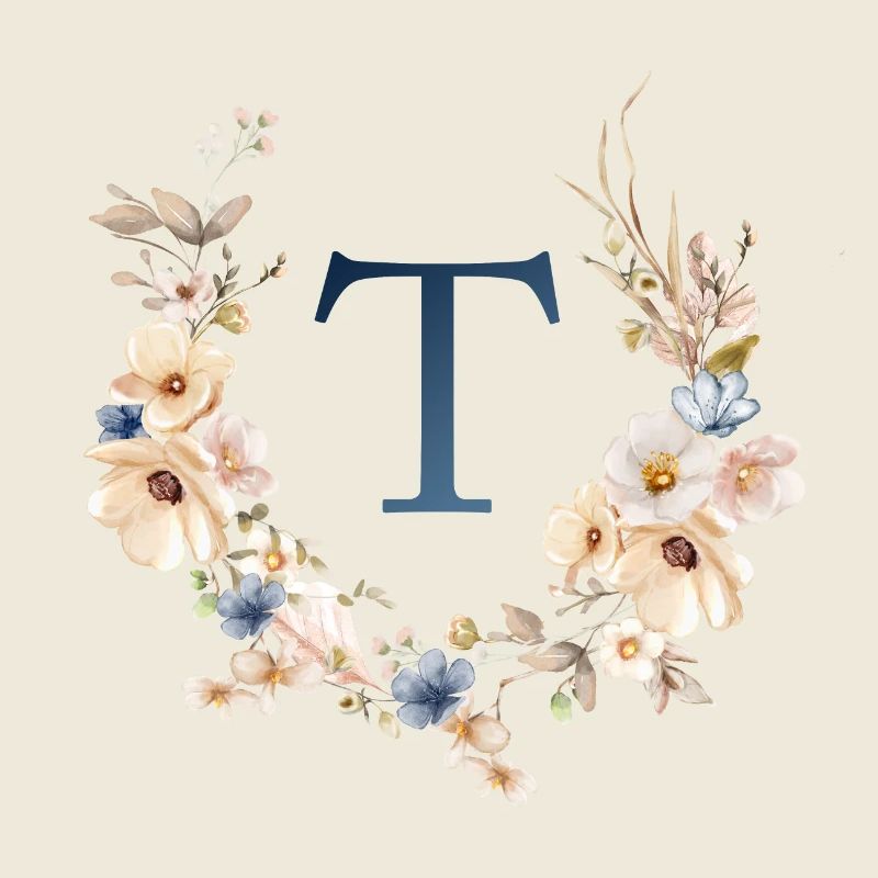 T Monogramm , Floral, Boho