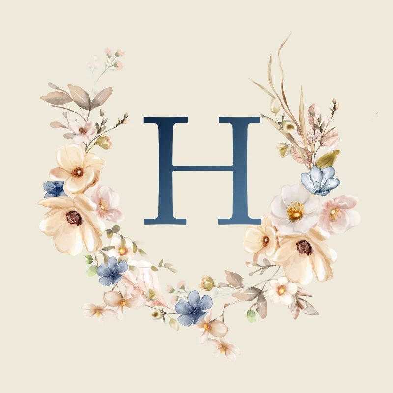 H Monogramm , Floral, Boho