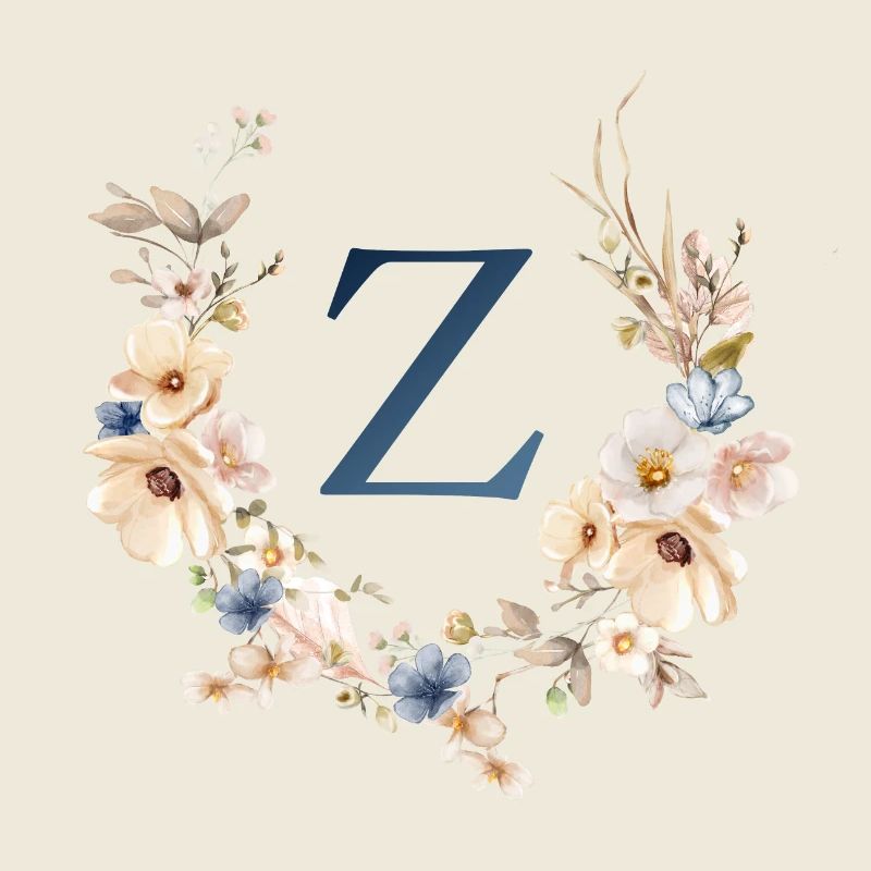 Z Monogram, Floral, Boho