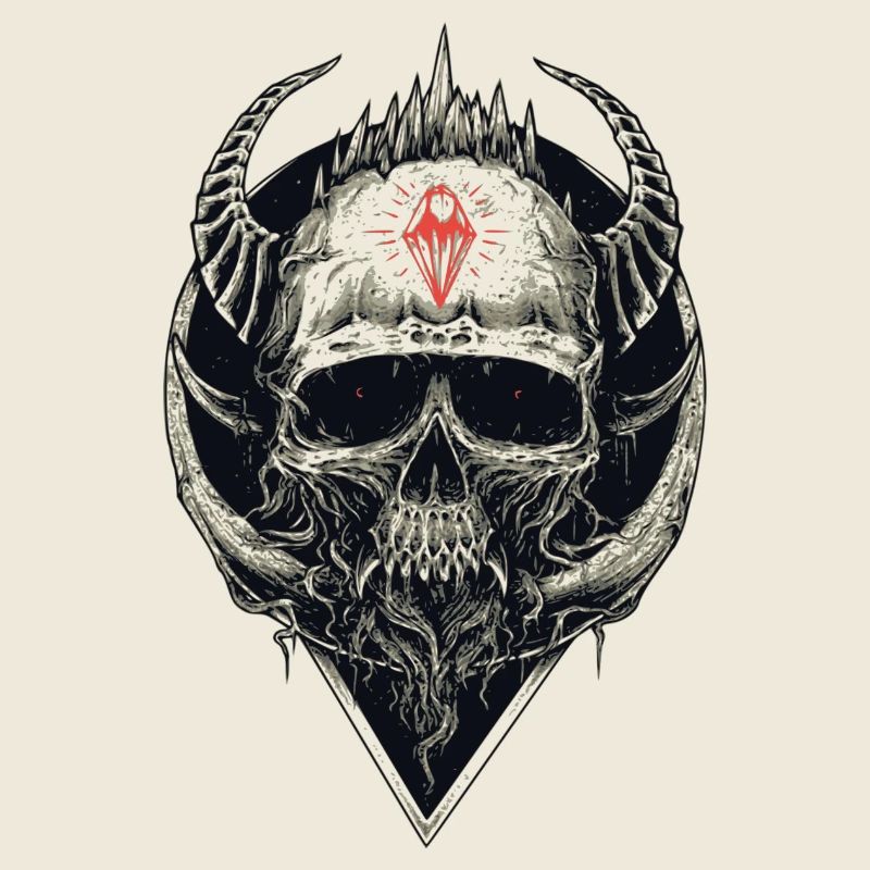 Skull with red symbol