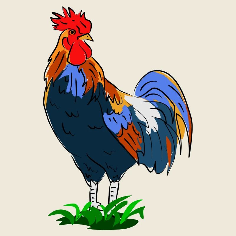 Coq coloré dans le style dessin animé