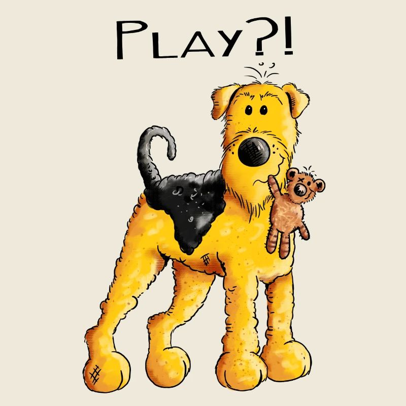 Play Airedale Terrier mit Teddy - Comic - Fun