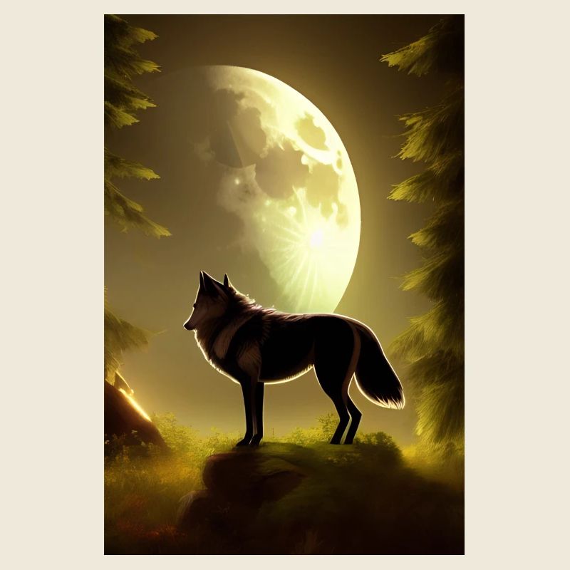 Wolf and Moon