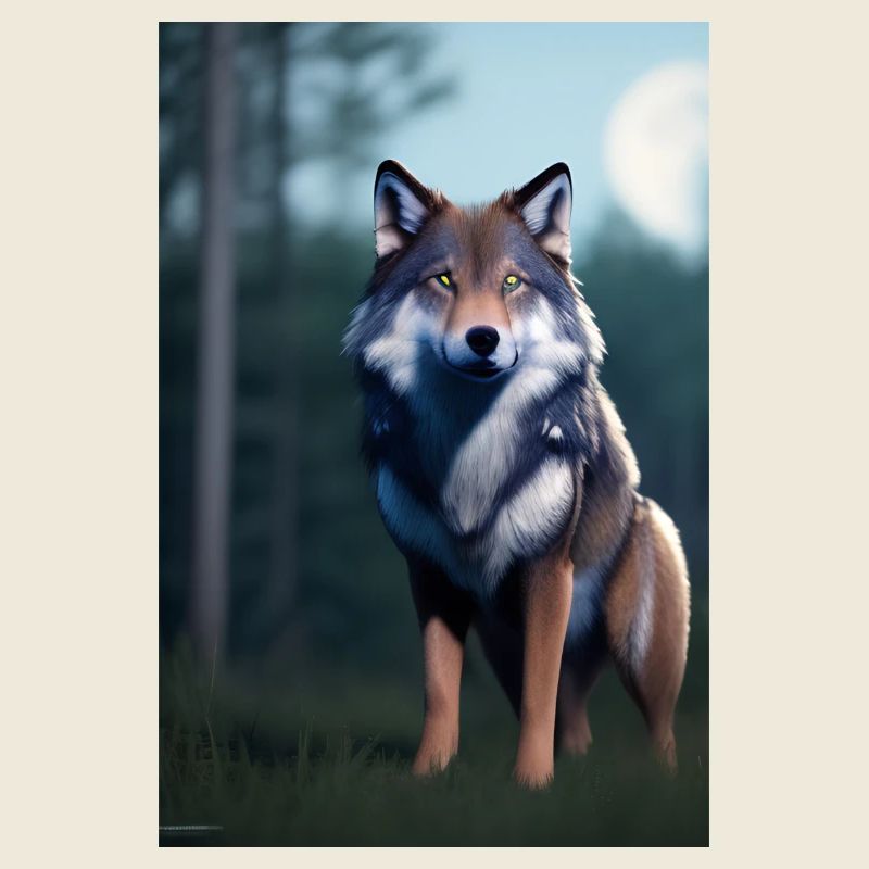 Wolf and Moon