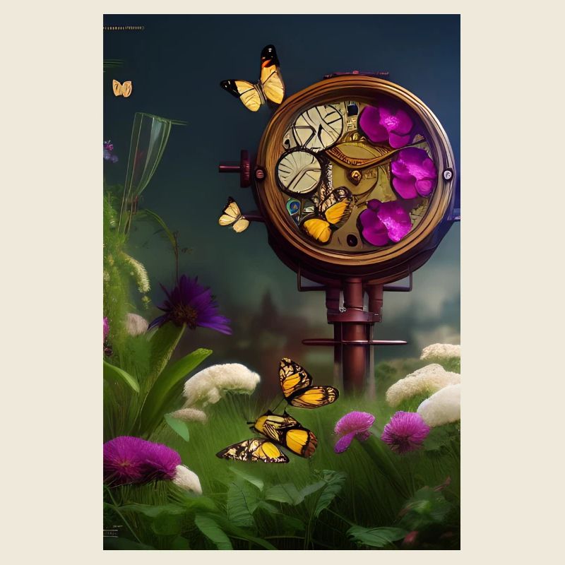 Fleurs et papillon