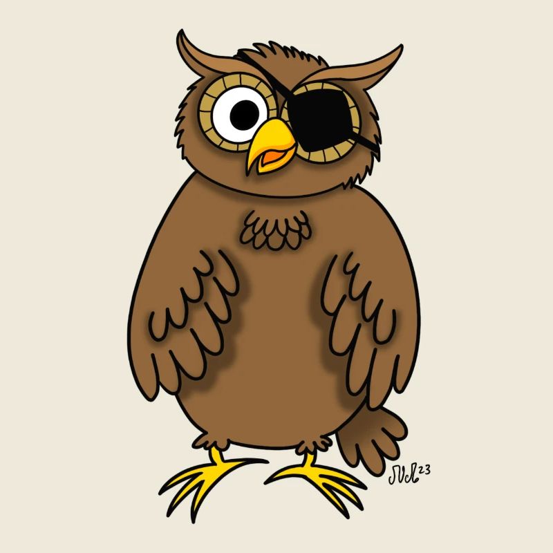 Hibou pirate (hibou avec cache-œil)