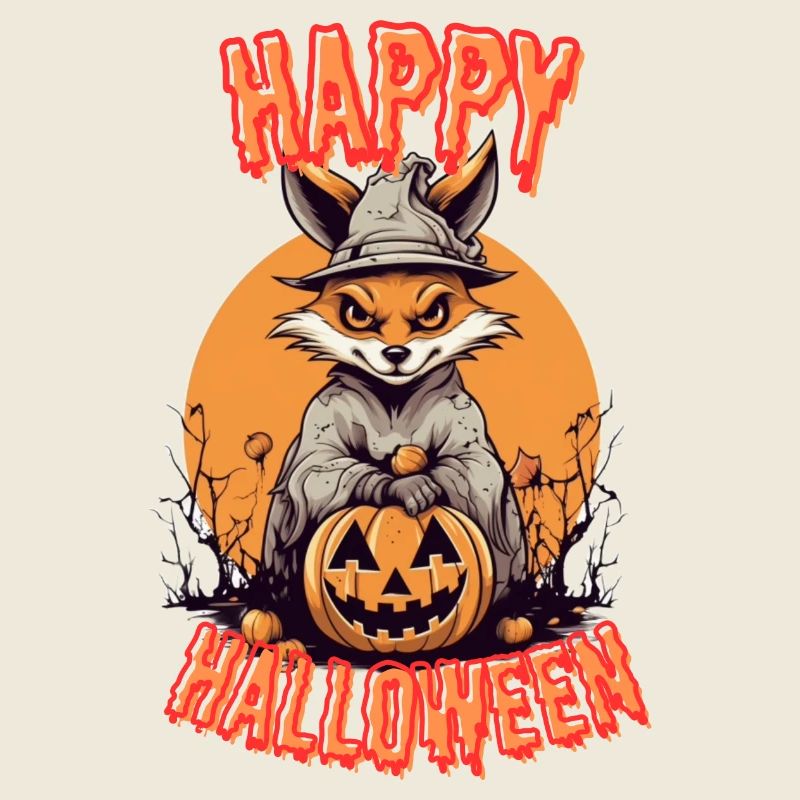 Spooky Halloween Fox Print