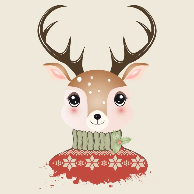 cerf chic mignon avec pull de Noël