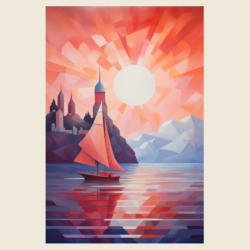 Maritime Landscape in a Geometric Style