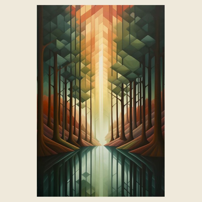 Forest Landscape in Geometric Style