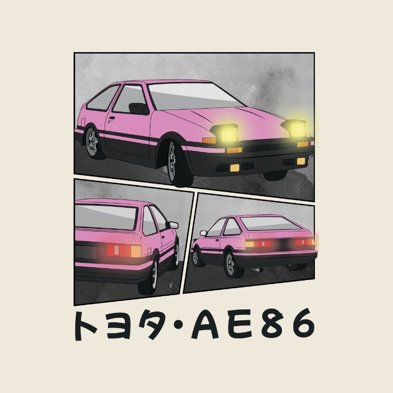 POP PINK CAR COMIC / POP UP HEADLIGHTS HATCHBACK