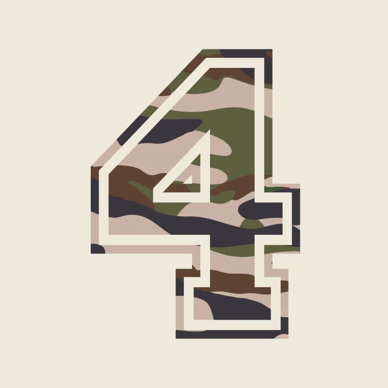 Numéro 4, camouflage-brun-vert, personnalisable