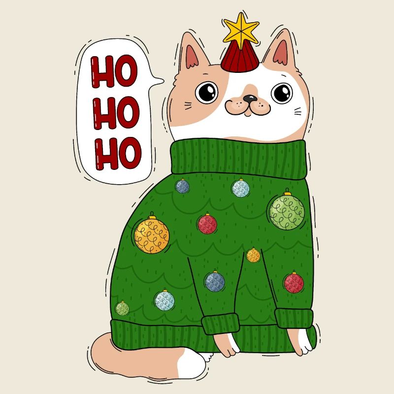 Katze im Weihnachtspullover