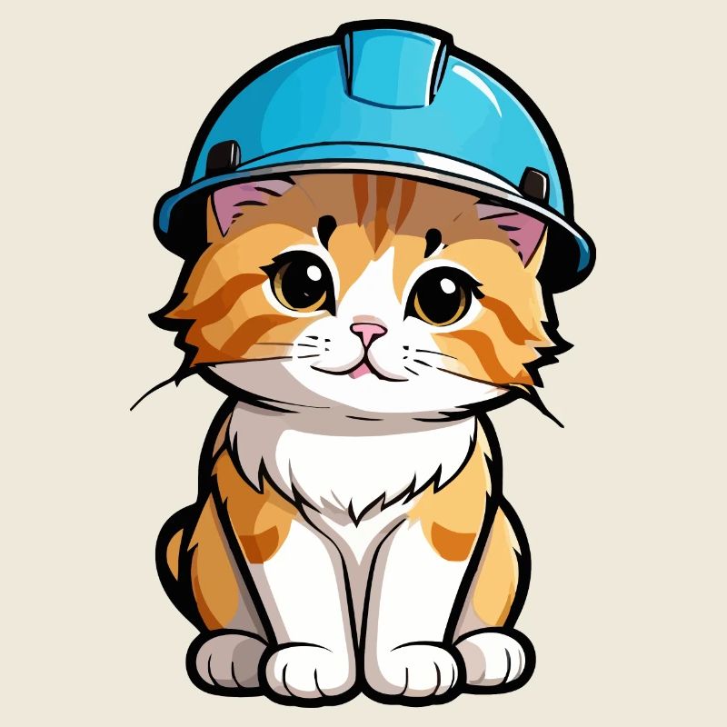 Kitten with a hard hat
