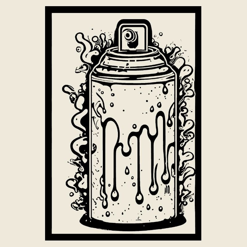 Comic spray can with drops in frame