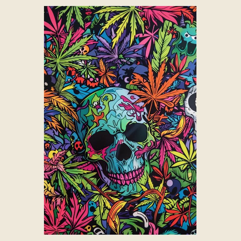 Psychedelischer Schädel im Dschungel
